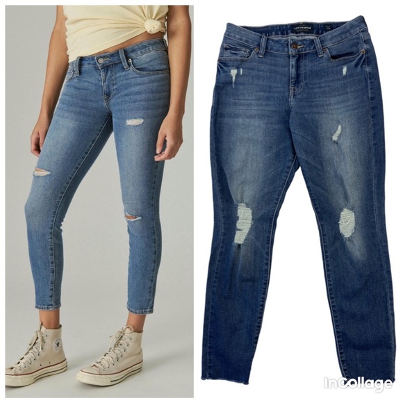 Lucky Brand Woman’s Lolita Super Skinny Mid Rise distressed jeans size 6/28 - Picture 1 of 11